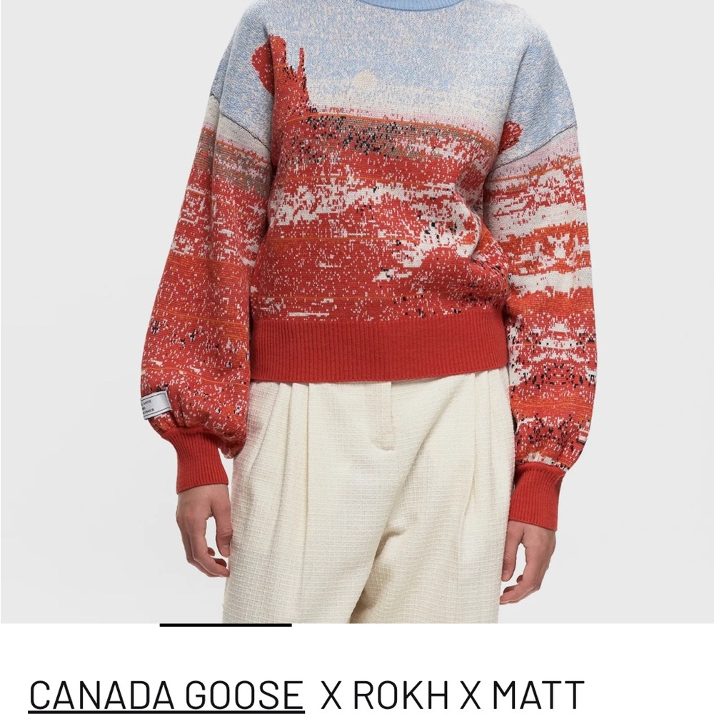 Canada Goose Red and Blue Crew Neck Sweater
